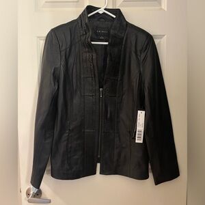 NWT Tribal Fashion Boho Genuine Leather Jacket, Black, Size 12